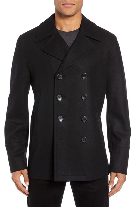 michael kors men's classic fit double-breasted wool blend peacoats|Michael Kors Classic Fit Peacoat .